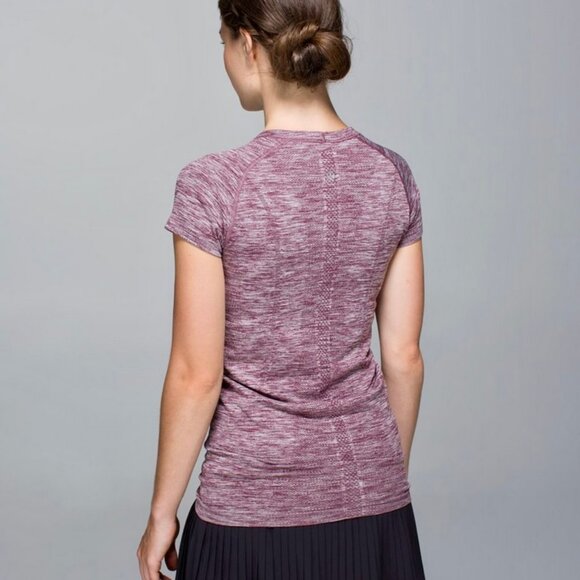Lululemon Swiftly Tech Short Sleeve Hip Length Space Dye Maroon Womens Top 4 - Picture 2 of 10